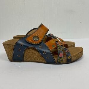 L'Artiste By Spring Step Jadora Leather Wedge Sandals Boho Artsy Size 10.5-11